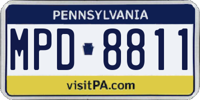 PA license plate MPD8811