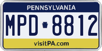 PA license plate MPD8812