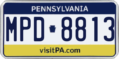 PA license plate MPD8813