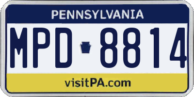 PA license plate MPD8814