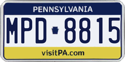 PA license plate MPD8815