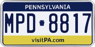 PA license plate MPD8817