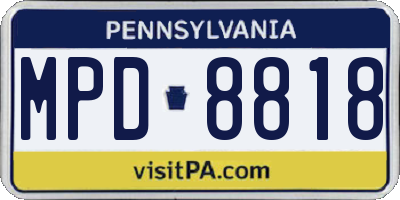 PA license plate MPD8818