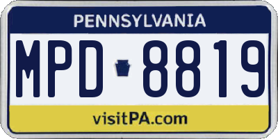 PA license plate MPD8819