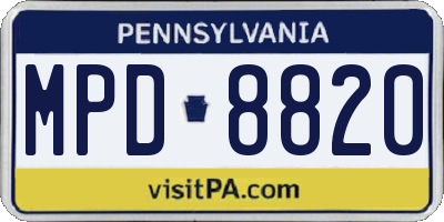 PA license plate MPD8820