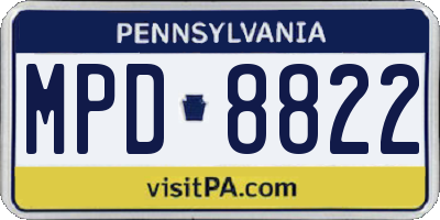 PA license plate MPD8822
