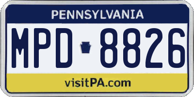 PA license plate MPD8826