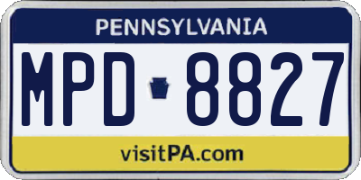 PA license plate MPD8827