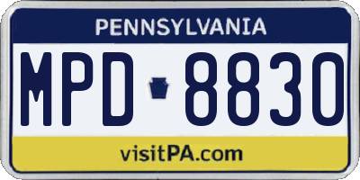PA license plate MPD8830