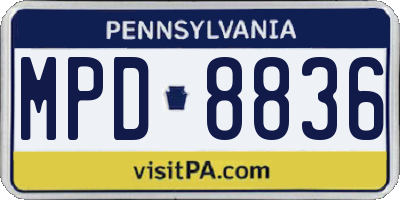 PA license plate MPD8836