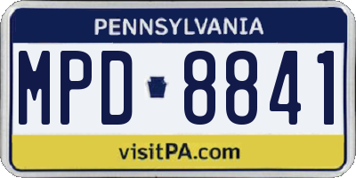PA license plate MPD8841