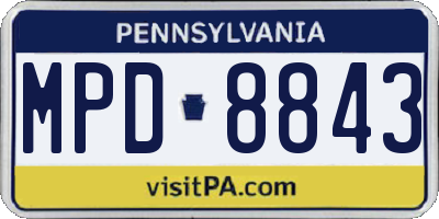 PA license plate MPD8843