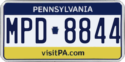 PA license plate MPD8844