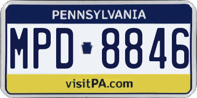 PA license plate MPD8846