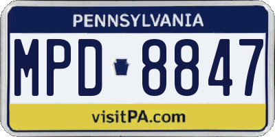PA license plate MPD8847