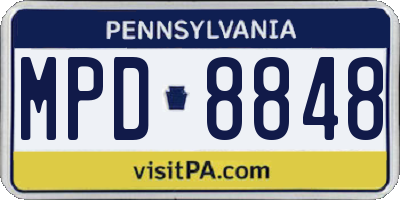 PA license plate MPD8848