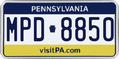 PA license plate MPD8850