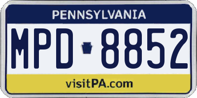 PA license plate MPD8852