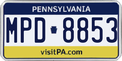 PA license plate MPD8853