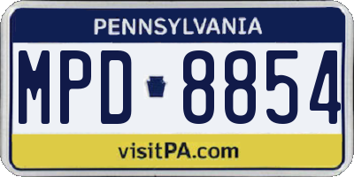 PA license plate MPD8854