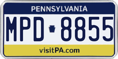 PA license plate MPD8855