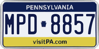 PA license plate MPD8857