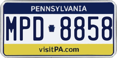 PA license plate MPD8858