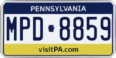 PA license plate MPD8859