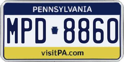 PA license plate MPD8860