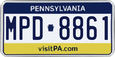 PA license plate MPD8861