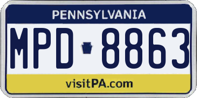 PA license plate MPD8863