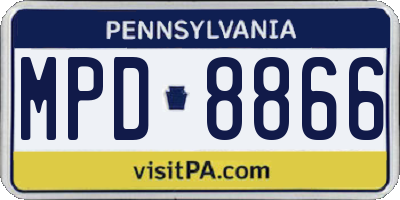 PA license plate MPD8866