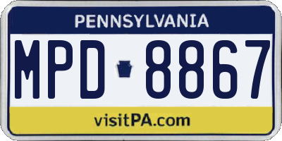 PA license plate MPD8867