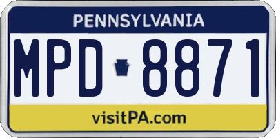 PA license plate MPD8871