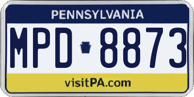 PA license plate MPD8873