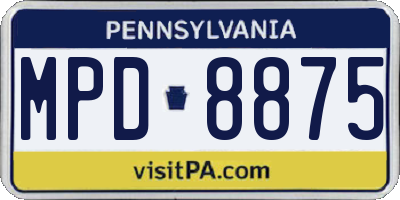 PA license plate MPD8875