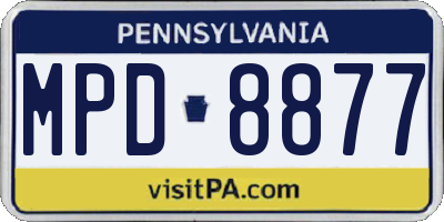 PA license plate MPD8877