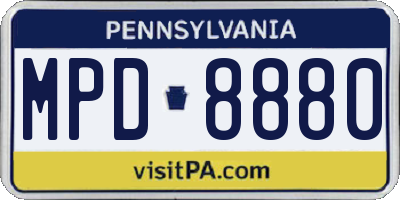 PA license plate MPD8880