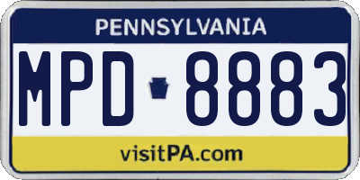 PA license plate MPD8883
