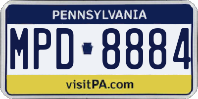 PA license plate MPD8884