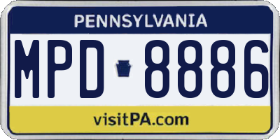 PA license plate MPD8886