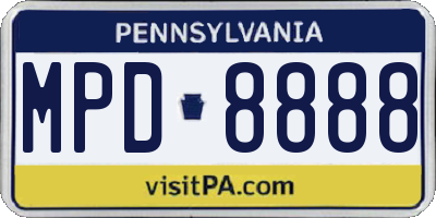 PA license plate MPD8888