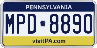 PA license plate MPD8890