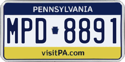 PA license plate MPD8891