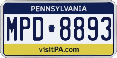 PA license plate MPD8893