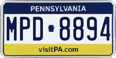 PA license plate MPD8894