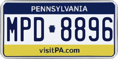 PA license plate MPD8896