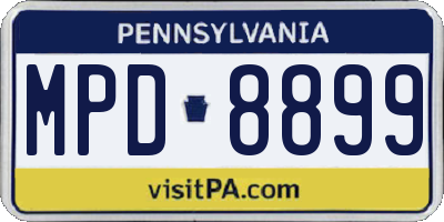PA license plate MPD8899