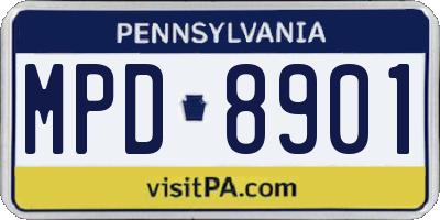 PA license plate MPD8901