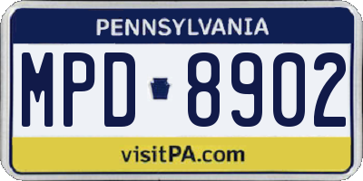 PA license plate MPD8902